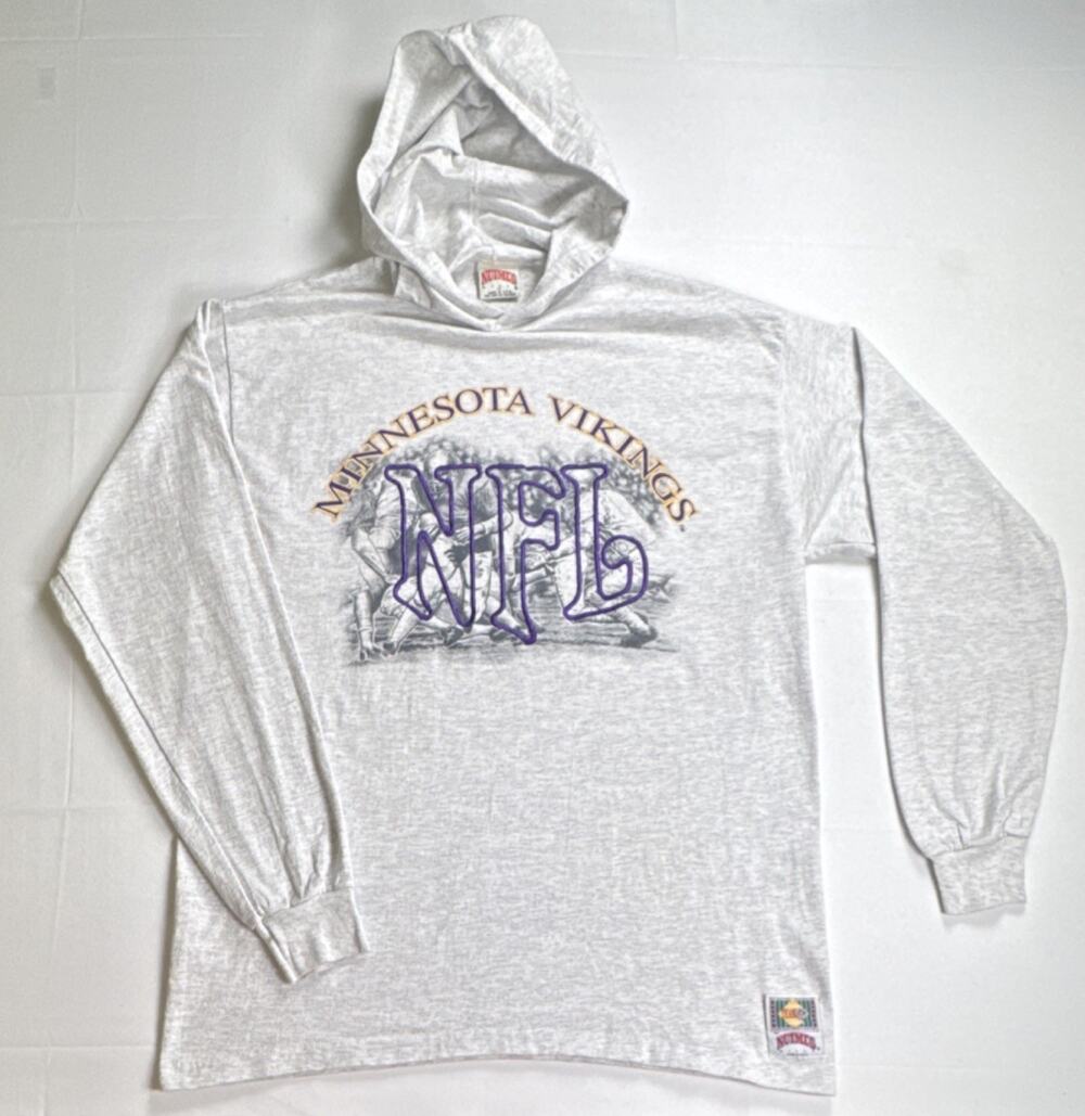 Nutmeg Mills Minnesota Vikings Gray Pullover Hoodie Men Graphic XL Vintage